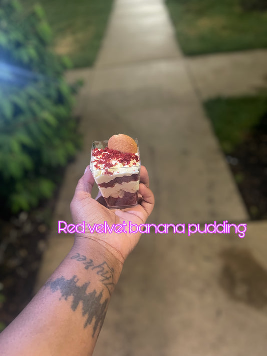 Red Velvet Banana pudding cups